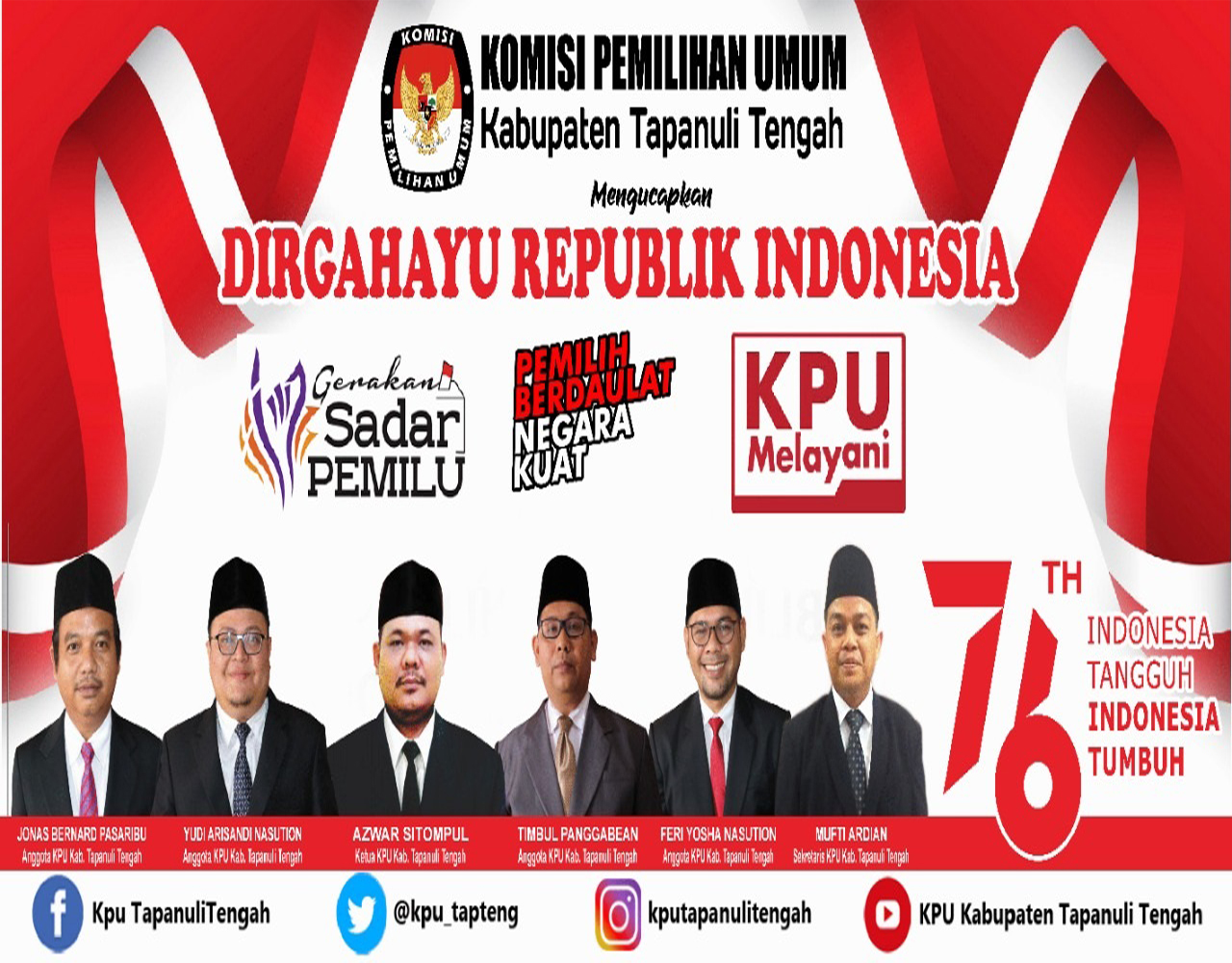 Peringatan HUT RI ke - 76 KPU Kabupaten Tapanuli Tengah